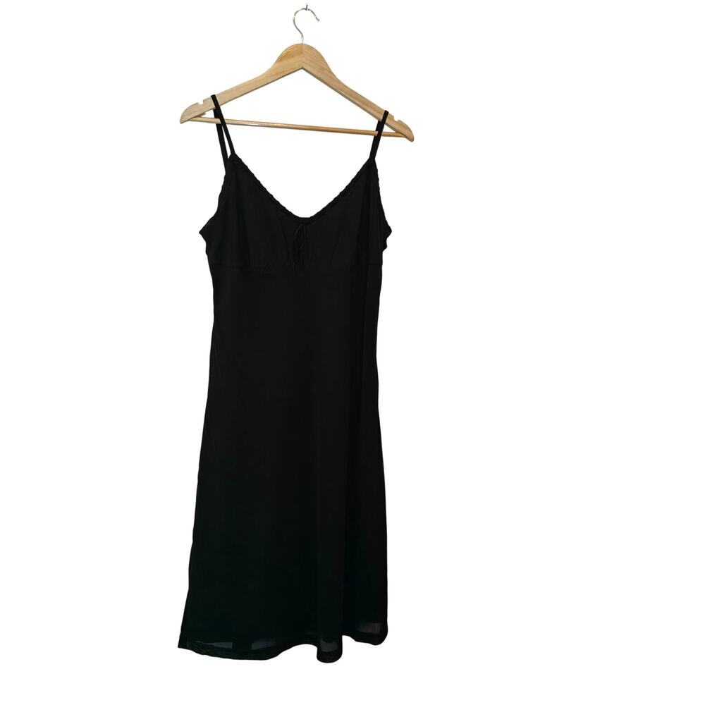 Esprit Black Lace Trim Slip Dress Midi Spaghetti Strap - Picture 3 of 6